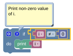 An if block with a
comment