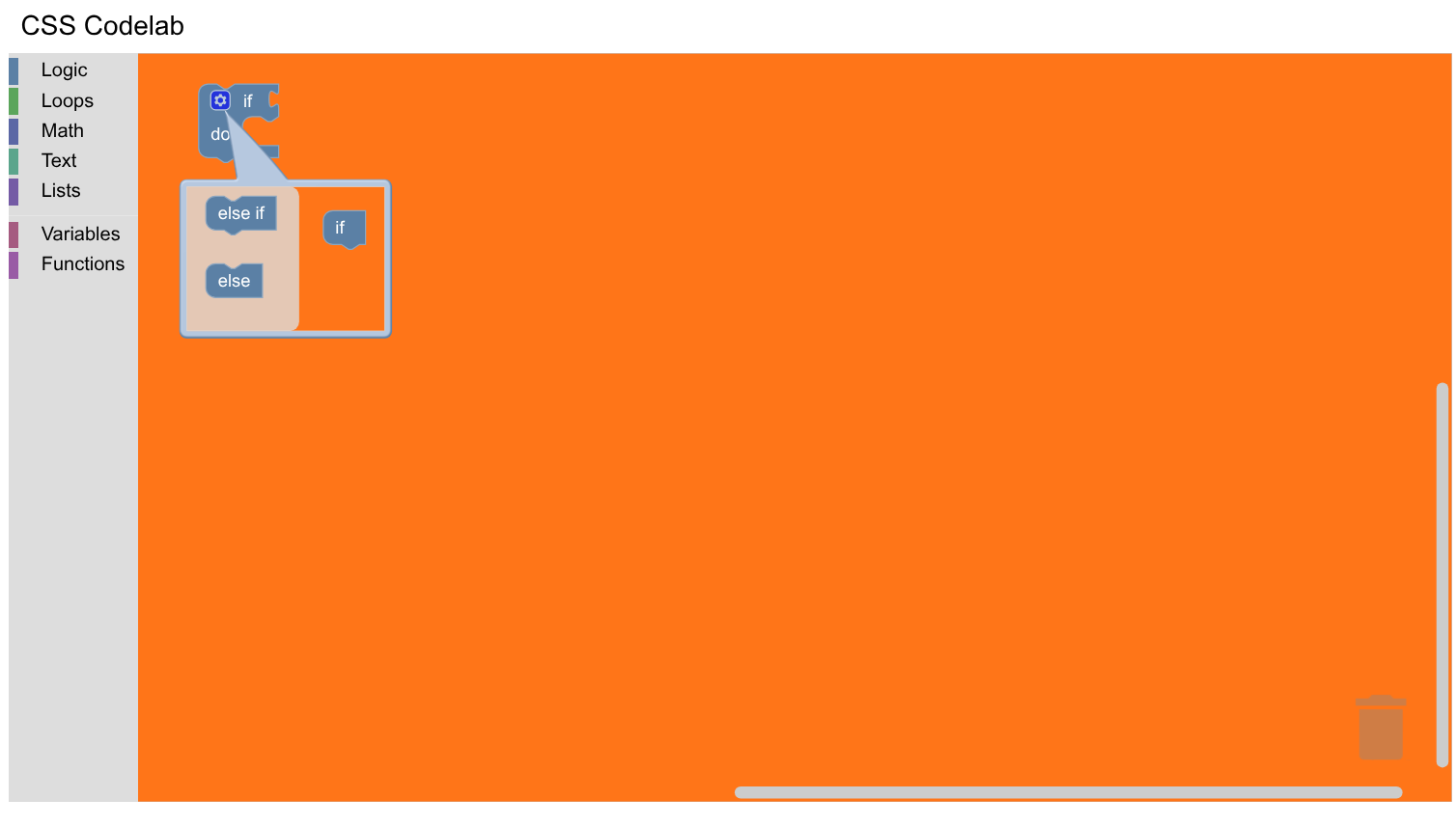 An 'if do' block with a mutator that has an orange background.