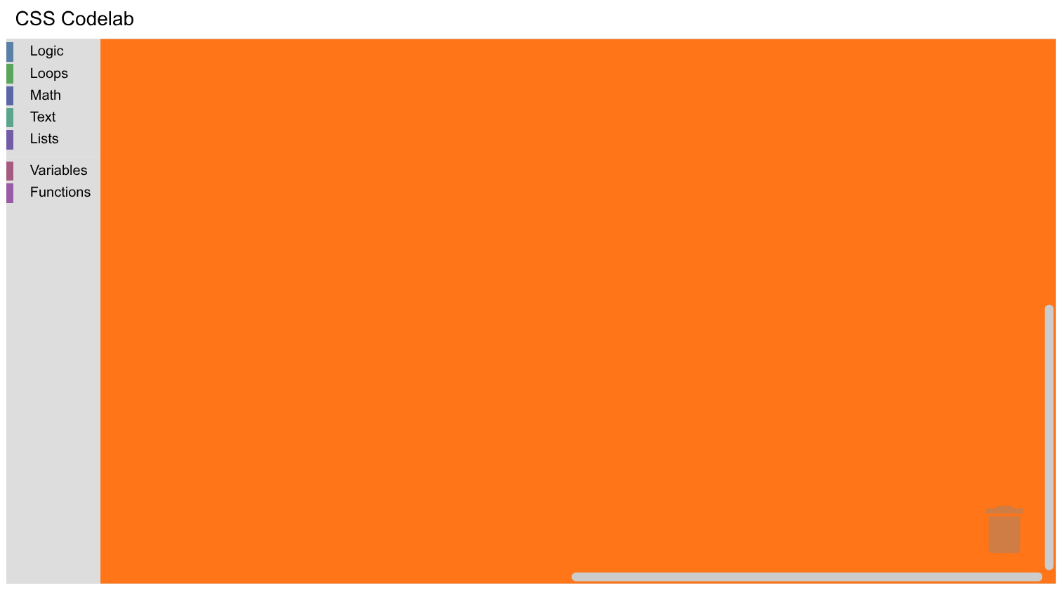 A Blockly editor with an orange workspace.