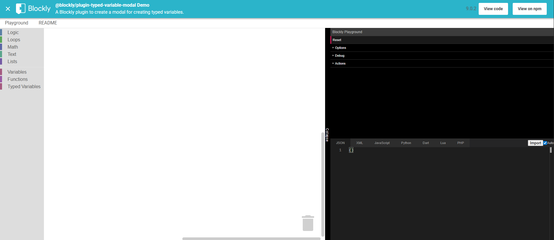 Screenshot of the "typed variable modal" plugin